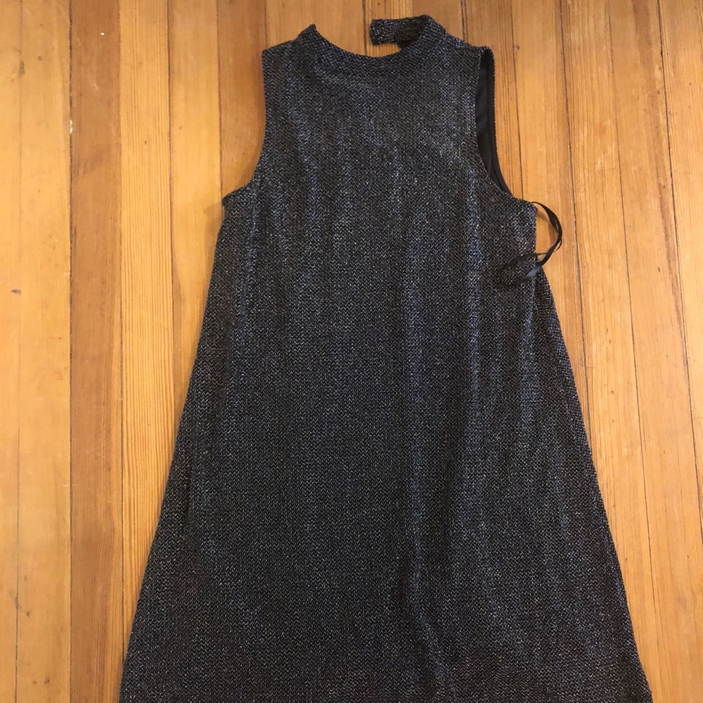 Black Sparkling Mock Neck Dress